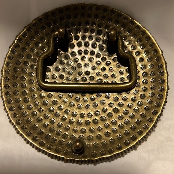 VINTAGE AZTEC STYLE BELT BUCKLE PENDANT /RHINESTONES 3.5 INCH DIAMETER OPAL - Picture 4 of 14